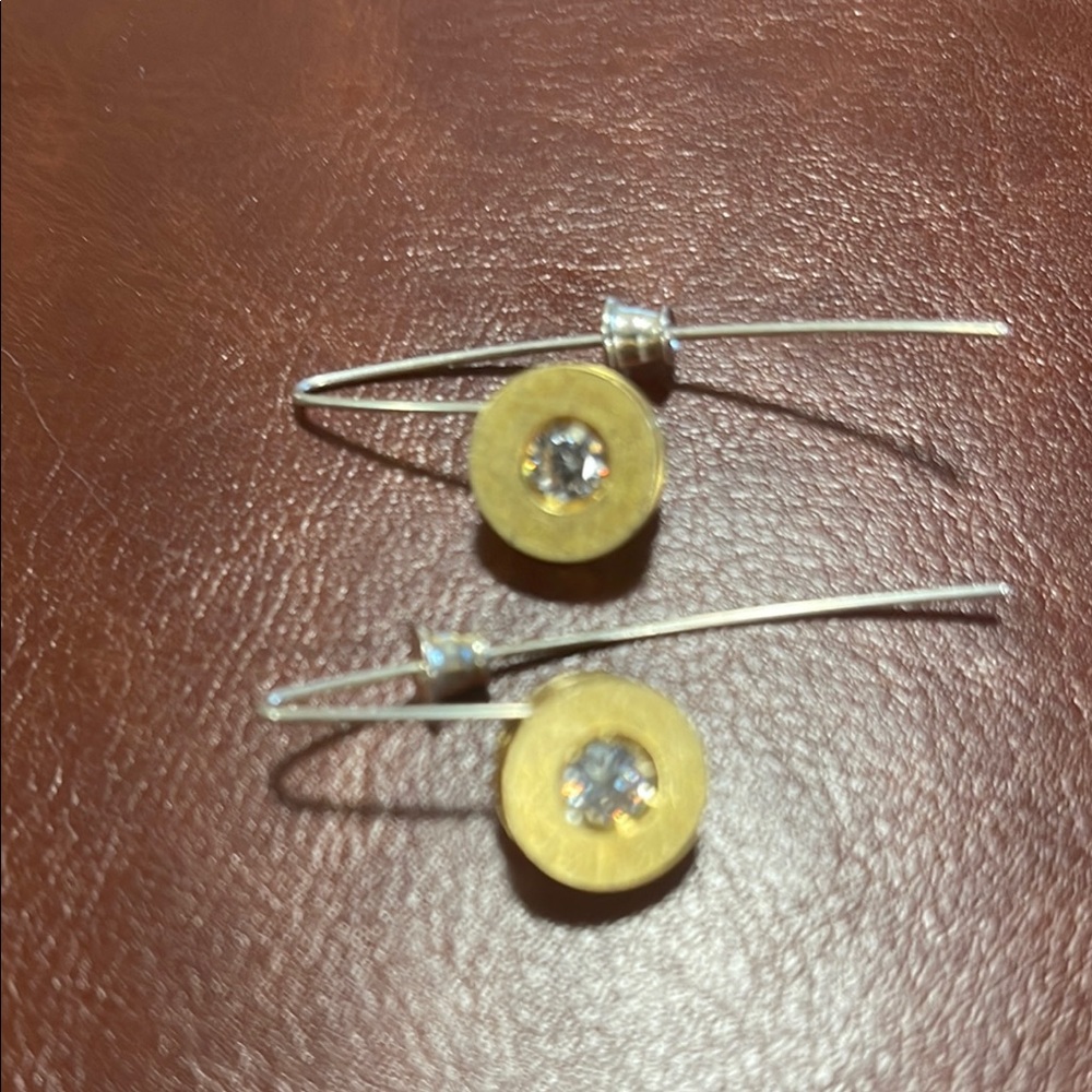 Elegant Gold and Silver Earrings with Crystal Accents